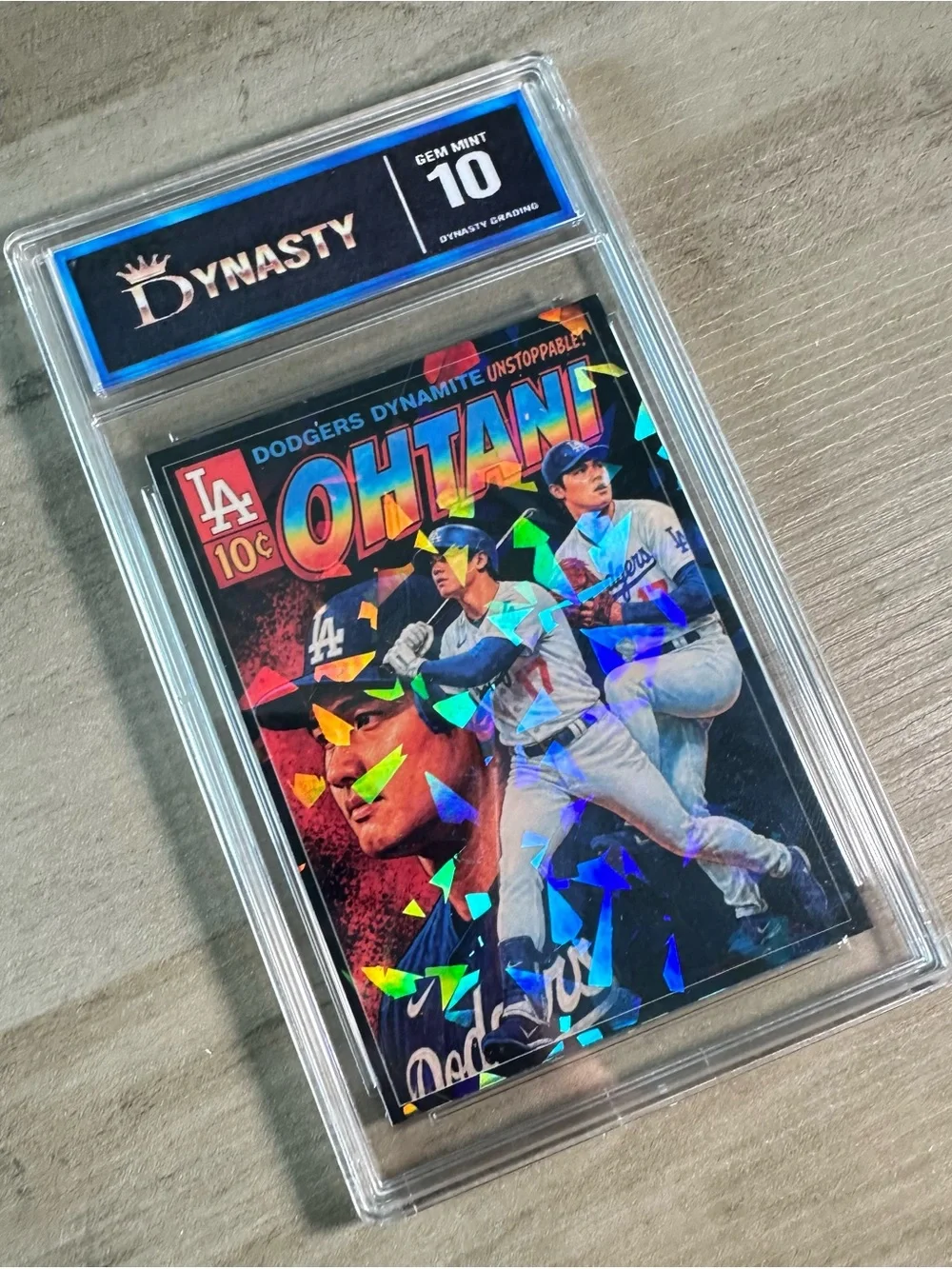 Shohei Ohtani 2025 Unstoppable 10 Cents Holo Gem Mint 10 Novelty Baseball Card.
